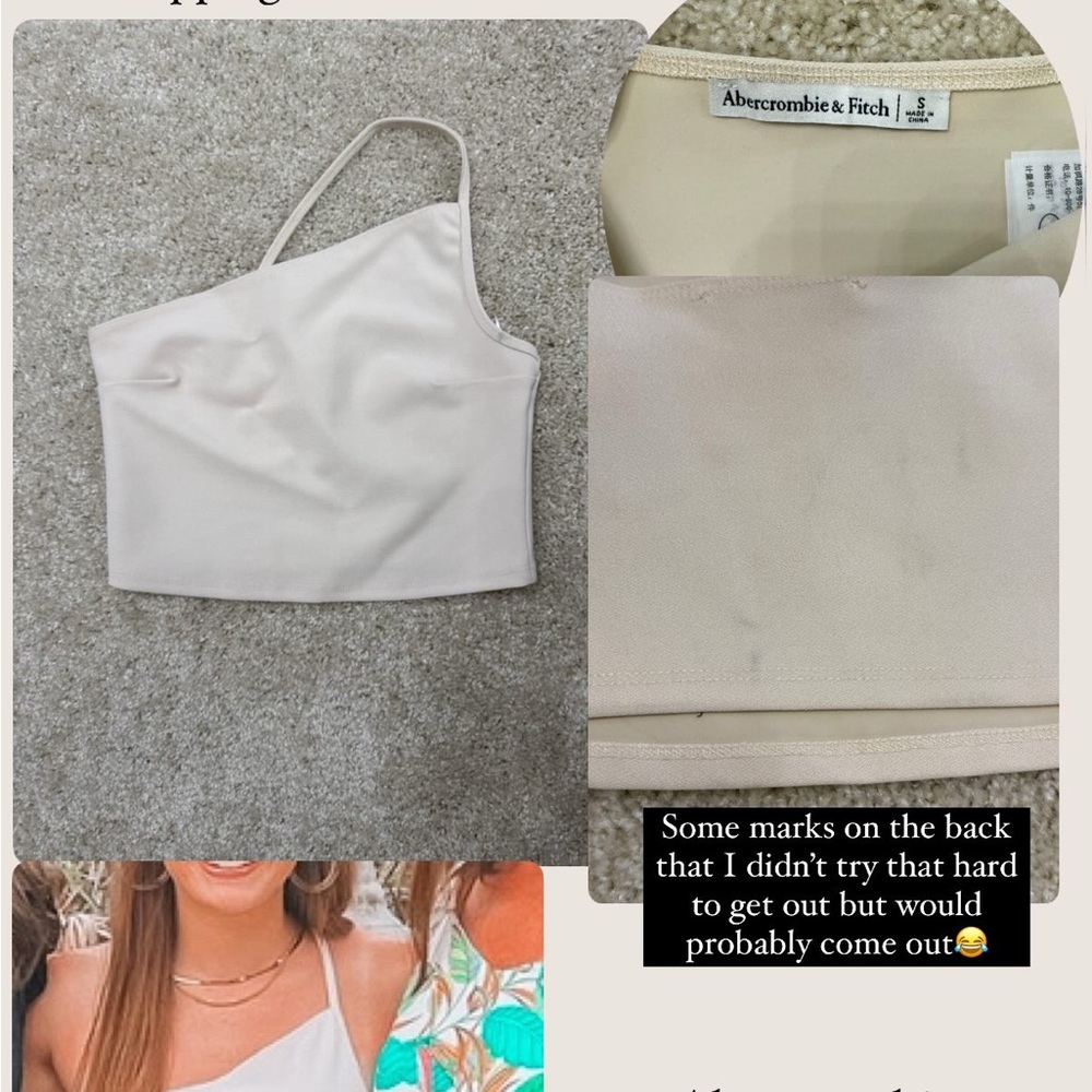 Cream Abercrombie one shoulder crop top